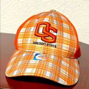 Oregon State Beaver OSU orange/gray/white Plaid Embroidered OS Baseball Cap Hat